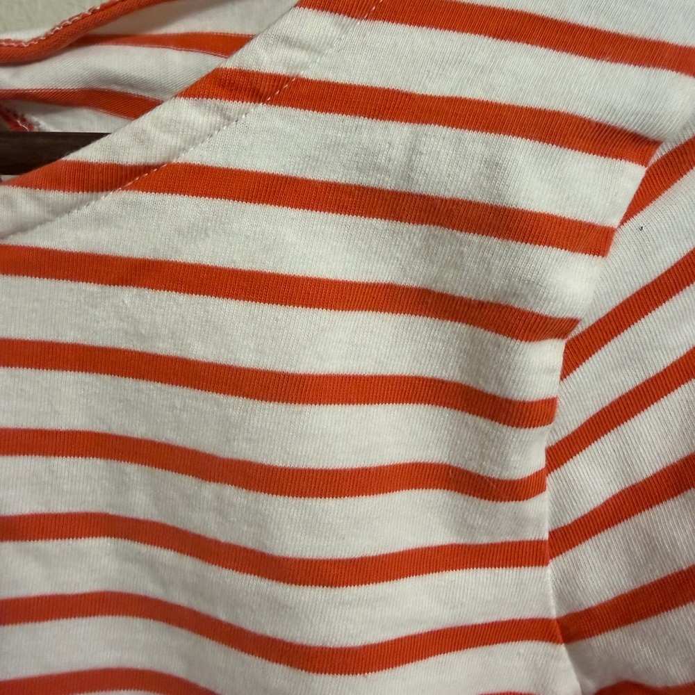 J.Crew Orange White Stripe Tie Back Top 3/4 Sleeve Cotton Size Small Nautical - Picture 8 of 8